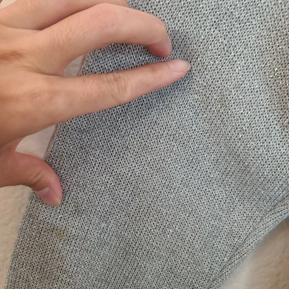 Divided H&M Sweater Womens Medium Gray Metallic Slouchy Sleeve Hooded Casual - Picture 4 of 12